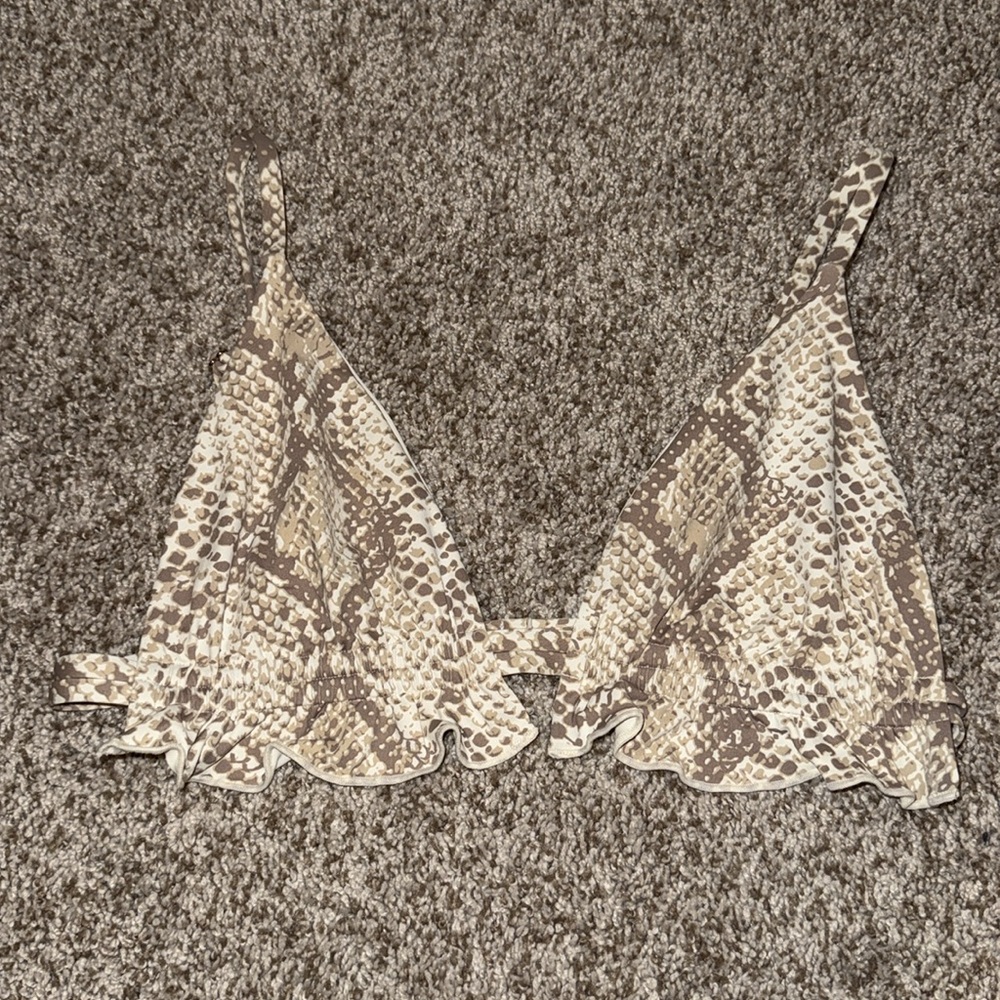 NWOT - Toluca x Whitney Simmons Snake Print Ruffled Bikini Top